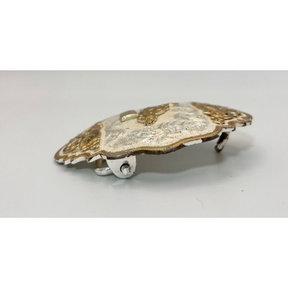 Gold and Silver Barrel Racer Buckle, 4 1/2" x 4" Montana Silversmiths - Picture 5 of 5